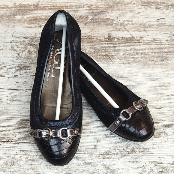 🟦Sz 36/6 AGL Attilio Giusti Leombruni Midnight Blue Shimmer Flats - Picture 5 of 16